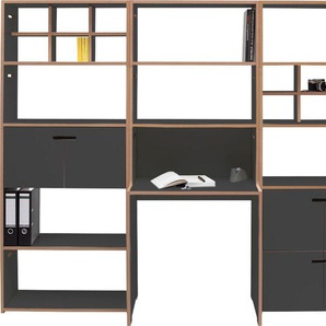 Büro-Set TOJO schreib & hochstapler Wand-Set Arbeitsmöbel-Sets Gr. B/H/T: 228 cm x 180,5 cm x 50 cm, schwarz Büromöbel-Sets