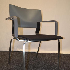 Büro- und Besucherstuhl, Design Züco, schwarz-grau, Chrom Gestel, gebrauchte Büromöbel