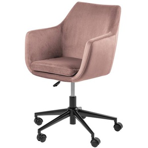 Bürodrehstuhl 58 x 91 x 58cm Samt Vilda: Altrosa Pink/Altrosa Schwarz