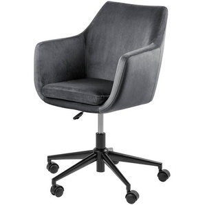 Bürodrehstuhl 58 x 91 x 58cm Samt Vilda: Dunkelgrau Grau/Dunkelgrau Schwarz