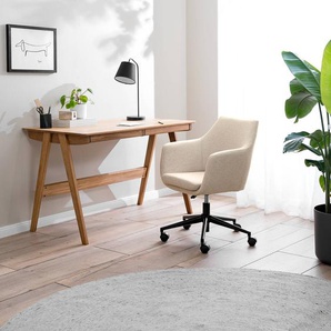 Bürodrehstuhl 58 x 91 x 58cm Webstoff Stefka: Beige Beige/Beige Schwarz