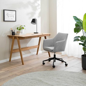 Bürodrehstuhl 58 x 91 x 58cm Webstoff Stefka: Hellgrau Grau Schwarz