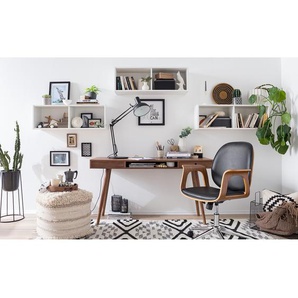 Bürodrehstuhl Kinnula 68 x 91 x 61cm Schwarz/Holz/Schwarz/Walnuss
