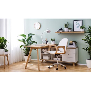 Bürodrehstuhl Kinnula 68 x 91 x 61cm Weiß/Esche/Weiß