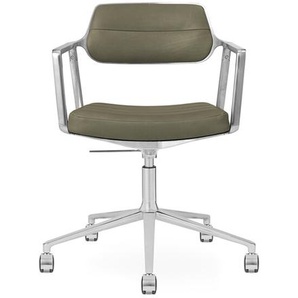 Bürodrehstuhl Vipp 453+ Vipp Bezug Anilinleder bosco grün, Designer Vipp Design, 70-77.5x67x67 cm