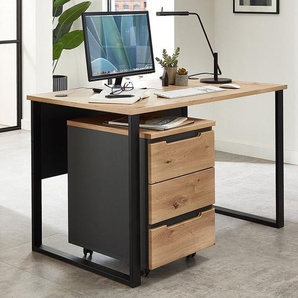 Büromöbel Set 2-teilig MANRESA-36 mit 120cm Schreibtisch in graphit und Eiche