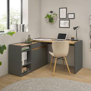 Büromöbel Set anthrazit mit Eiche CRISP-61 modern 3-teilig mit Schreibtisch