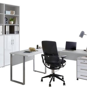 Büromöbel-Set BMG MÖBEL Tabor Arbeitsmöbel-Sets weiß (lichtgrau, matt) Büromöbel-Sets