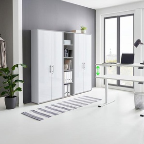 Büromöbel-Set BMG MÖBEL Tabor Arbeitsmöbel-Sets grau (lichtgrau, weiß matt, tisch weiß) Büromöbel-Sets mit elektrisch höhenverstellbarem Schreibtisch