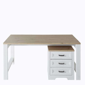 Büroschreibtisch Set mit Rollcontainer Landhausstil (zweiteilig)