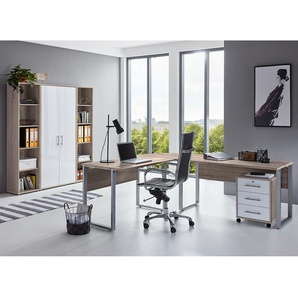 Büroset II 5-teilig Beige/Eiche Sonoma Dekor/Weiß