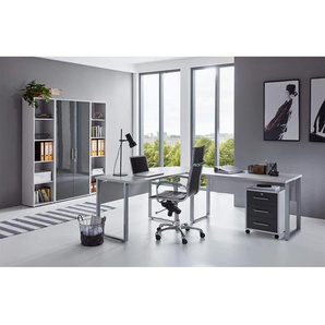 Büroset II 5-teilig Grau/Lichtgrau/Hochglanz Anthrazit