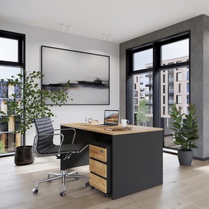 Büroset GW-Lissabon I 2-teilig 158 x 75 x 79cm Schwarz/Braun