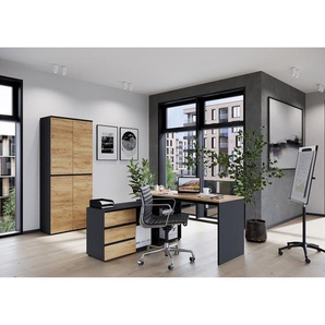 Büroset GW-Lissabon V 2-teilig Schwarz/Braun