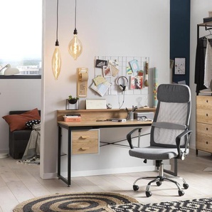 Bürostuhl 62 x 60 x 118 cm Grau Stoff mit Kunstlederoptik und Rollgestell