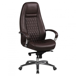 Buerostuhl AUSTIN Echt-Leder Braun Schreibtischstuhl 120 KG Chefsessel hohe Rueckenlehne mit Kopfstuetze X-XL