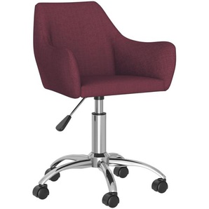 Bürostuhl Bequemer Bürostuhl Höhenverstellbarer Computerstuhl Stahlrahmen Leinenimitat Atmungsaktiv Home Office Violett Stoff (100 % Polyester), verchromter Stahl, Sperrholz 54x61x(77-89) cm (BxTxH)