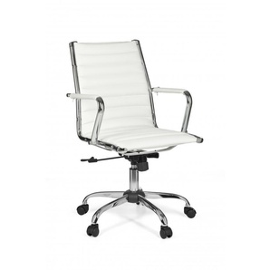 Buerostuhl Bezug Kunst-Leder Schreibtischstuhl Weiss X-XL 110 kg Chefsessel hoehenverstellbar Drehstuhl