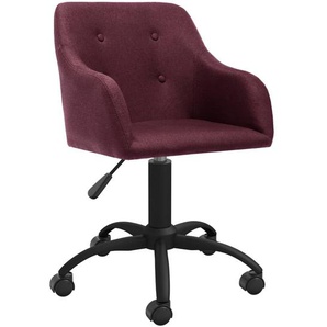 Bürostuhl Drehbar Lila Stoff Bürostuhl Bequemer Bürostuhl Höhenverstellbarer Computerstuhl Stahlrahmen Leinenimitat Atmungsaktiv Home Office 53x51,5x(81-93) cm (BxTxH)