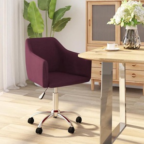 Bürostuhl Drehbar Lila Stoff Bürostuhl Bequemer Bürostuhl Höhenverstellbarer Computerstuhl Stahlrahmen Leinenimitat Atmungsaktiv Home Office 54x54x(62-72) cm (BxTxH)