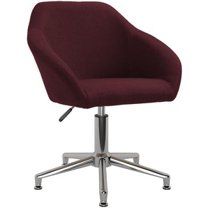 Bürostuhl Drehbar Lila Stoff Bürostuhl Bequemer Bürostuhl Höhenverstellbarer Computerstuhl Stahlrahmen Leinenimitat Atmungsaktiv Home Office 63x56x(76-88) cm (BxTxH)