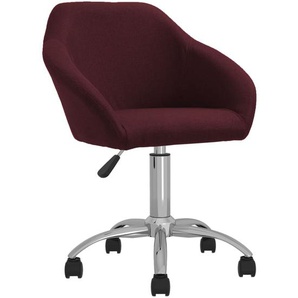 Bürostuhl Drehbar Lila Stoff Bürostuhl Bequemer Bürostuhl Höhenverstellbarer Computerstuhl Stahlrahmen Leinenimitat Atmungsaktiv Home Office 63x56x(80-92) cm (BxTxH)
