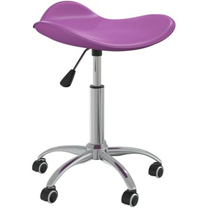 Bürostuhl Drehstuhl Bürosessel ohne Armlehnen Höhenverstellbar Bürostuhl Lila Kunstleder 44x44x(46-57) cm (BxTxH)