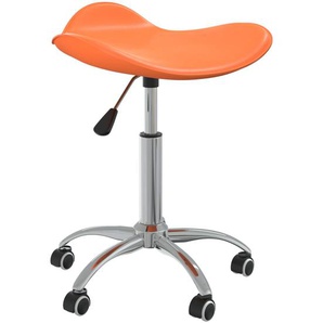 Bürostuhl Drehstuhl Bürosessel ohne Armlehnen Höhenverstellbar Bürostuhl Orange Kunstleder 44x44x(46-57) cm (BxTxH)