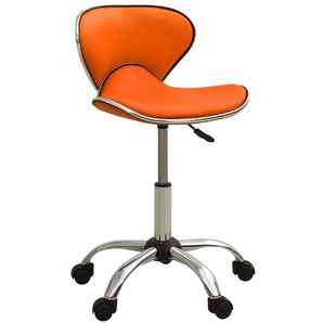 Bürostuhl Drehstuhl Bürosessel ohne Armlehnen Höhenverstellbar Bürostuhl Orange Kunstleder 46,5x48,5x(69,5-83,5) cm (BxTxH)
