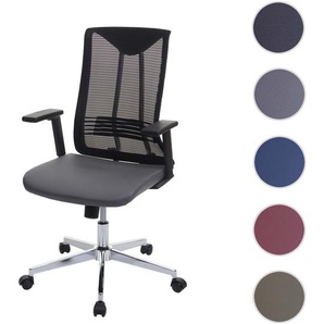 Bürostuhl HWC-J53, Drehstuhl Schreibtischstuhl, ergonomisch Kunstleder ~ grau