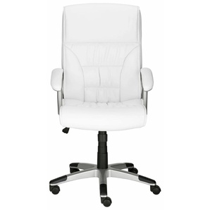 Bürostuhl INOSIGN Flori Stühle Gr. B/H/T: 64 cm x 115 cm x 65 cm, 4, 2, weiß (weiß, silber) Drehstühle mit Lendenwirbelunterstützung & Wippfunktion, ergonomischer Chefsessel