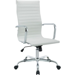 Bürostuhl INOSIGN Serres, Chefsessel Stühle Gr. B/H/T: 56 cm x 116 cm x 63 cm, Kunstleder, Metall, weiß Drehstühle