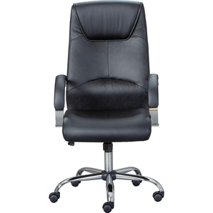 Bürostuhl INOSIGN Stühle Gr. B/H/T: 62 cm x 111 cm x 72 cm, Kunstleder, schwarz (schwarz, schwarz, chrome) Drehstühle mit Kopfstütze, auch für Home office