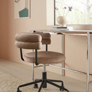 Bürostuhl LEGER HOME BY LENA GERCKE Sunni Stühle Gr. B/H/T: 68 cm x 77 cm x 60 cm, Samtvelours, Metall, grau (taupe, schwarz) Drehstühle weicher Samtvelours