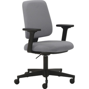 Bürostuhl MAYER SITZMÖBEL myMUSIC Stühle Gr. B/H: 65 cm x 97 cm, 1 St., Struktur (recyceltes Polyester) uni, 2D-Armlehnen-3D-Sitzkomfort für dynamisches Sitzen-Sitztiefenverstellung + Kunststoff, grau (grau, schwarz) Drehstühle