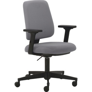 Bürostuhl MAYER SITZMÖBEL myMUSIC Stühle Gr. B/H: 65 cm x 97 cm, 1 St., Struktur (recyceltes Polyester) uni, 2D-Armlehnen-3D-Sitzkomfort für dynamisches Sitzen-Sitztiefenverstellung + Kunststoff, grau (grau, schwarz) Drehstühle Dynamisches Sitzen