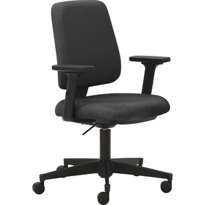 Bürostuhl MAYER SITZMÖBEL myMUSIC Stühle Gr. B/H: 65 cm x 97 cm, 1 St., Struktur (recyceltes Polyester) uni, 2D-Armlehnen-3D-Sitzkomfort für dynamisches Sitzen-Sitztiefenverstellung + Kunststoff, schwarz (schwarz, schwarz) Drehstühle