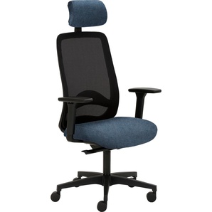 Bürostuhl MAYER SITZMÖBEL myTRITON Stühle Gr. B: 70 cm, 1 St., Flachgewebe meliert, 3D-Armlehnen-Kopfstütze gepolstert + Kunststoff, blau (jeansblau, schwarz) Drehstühle