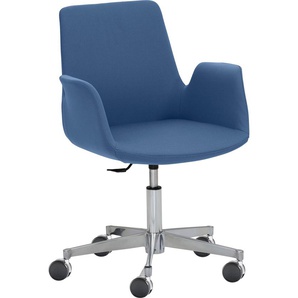 Bürostuhl MAYER SITZMÖBEL Sessel myHELIOS Stühle Gr. B/H: 65 cm x 82 cm, 1 St., Struktur (recyceltes Polyester) uni, Aluminium, blau (blau, aluminium) Drehstühle