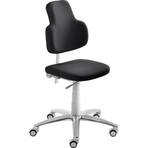 Bürostuhl MAYER SITZMÖBEL Stühle Gr. B/H/T: 62 cm x 97 cm x 60 cm, Kunstleder KUBA, schwarz (schwarz, alu poliert) Drehstühle