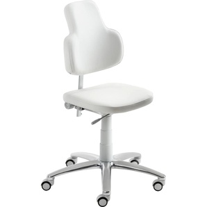 Bürostuhl MAYER SITZMÖBEL Stühle Gr. B/H/T: 62 cm x 97 cm x 60 cm, Kunstleder KUBA, weiß (weiß, alu poliert) Drehstühle