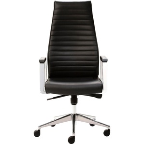 Bürostuhl MAYER SITZMÖBEL Stühle Gr. B/H/T: 65 cm x 131 cm x 64 cm, Echtleder, schwarz (schwarz, alu poliert) Drehstühle