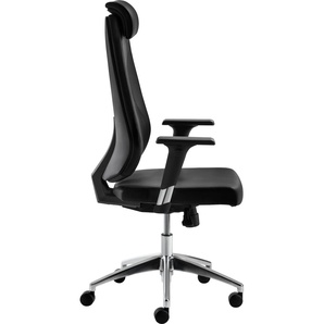 Bürostuhl MAYER SITZMÖBEL Stühle Gr. B/H/T: 66 cm x 132 cm x 67 cm, Echtleder, schwarz (schwarz, alu poliert) Drehstühle