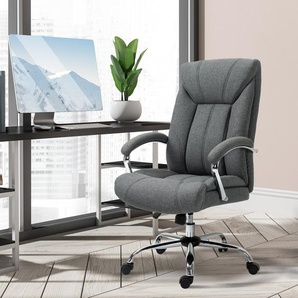 Bürostuhl mit Wippfunktion höhenverstellbarer Schreibtischstuhl Drehstuhl mit Rückenlehne Nylon Grau