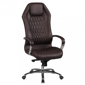 Buerostuhl MONTEREY Echt-Leder Braun Schreibtischstuhl 120KG Chefsessel hohe Rueckenlehne mit Kopfstuetze X-XL