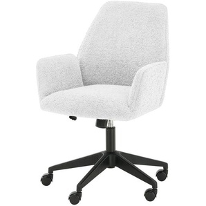 Bürostuhl Oaklawn 59 x 88 x 65cm Teddystoff Ora: Weiß Gelb/Weiß