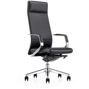 Bürostuhl Echtleder Business Stuhl Schwarz Chefsessel