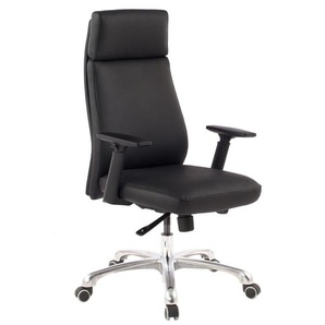 Buerostuhl PORTO Echt-Leder Schwarz ergonomisch mit Kopfstuetze