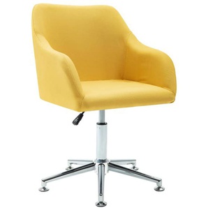 Bürostuhl Schreibtischstuhl ergonomischer Chefsessel Stoff mit Rückenarmlehne, Dreh- und Wippfunktion, höhenverstellbar, Gelb Stoff + Sperrholz + Stahlbeine 55x53x(78-92) cm (BxTxH)