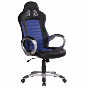 Buerostuhl SPA Blau Gaming Chefsessel mit Armlehne gepolstert 110 kg Sport-Sitz Drehstuhl Kopfstuetze Race Schreibtischstuhl Gamer Design Modern Drehsessel Racing